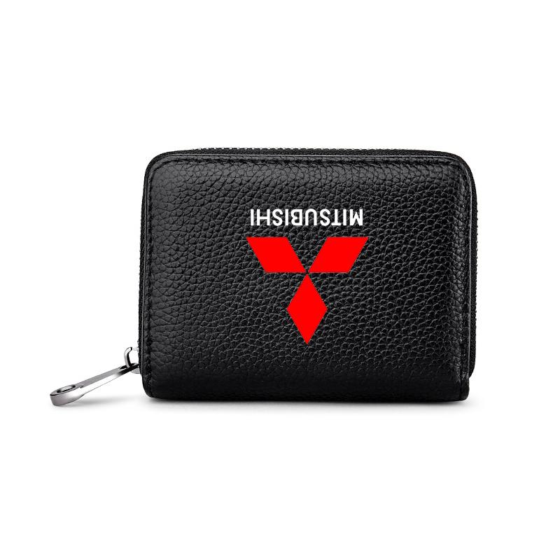 Genuine Leather Car Driver's License, ID Card, Bank Card Wallet For Mitsubishi Lancer 9 Ex Evo ASX L200 Colt Pajero Sport