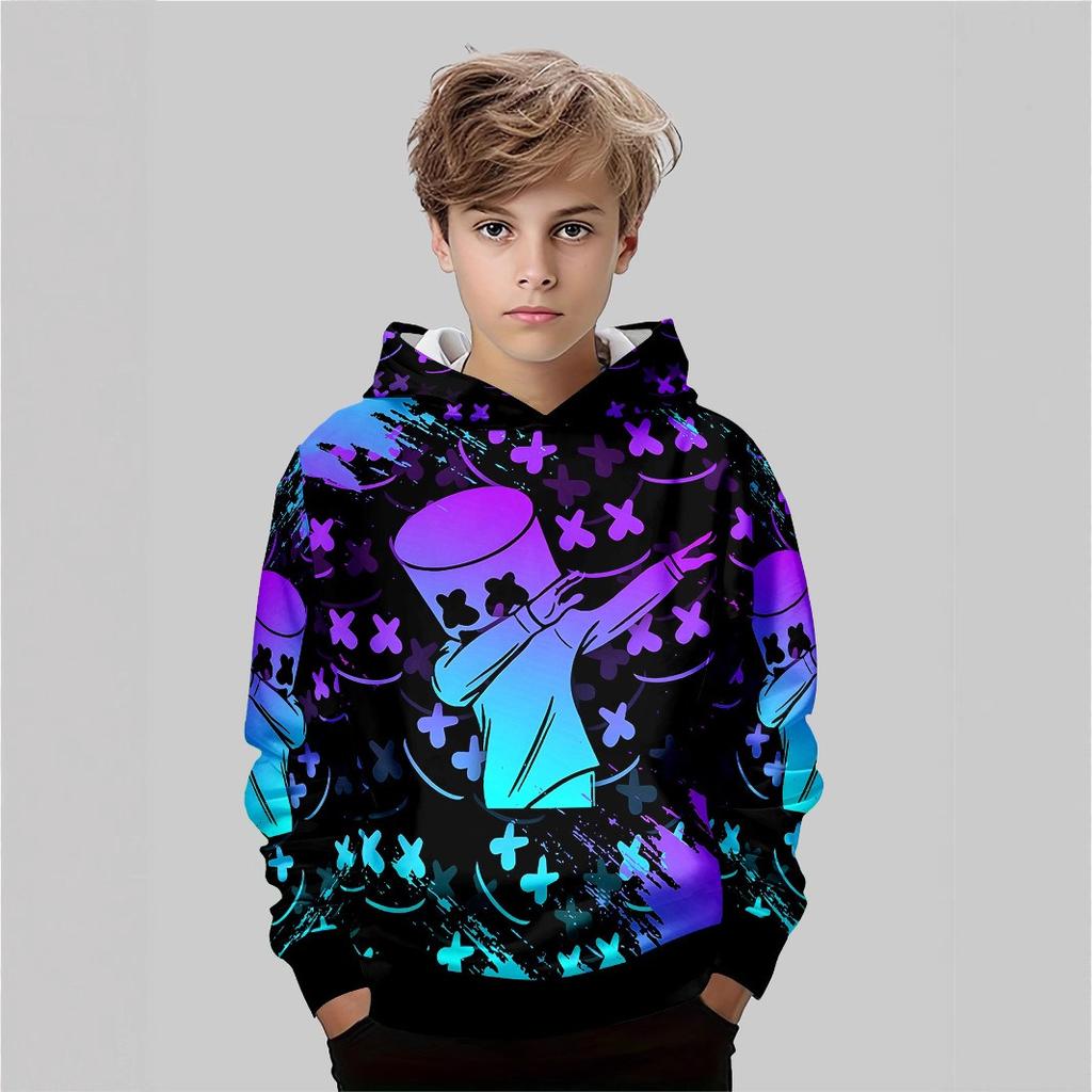 Autumn 3D Printed Hoodies Fashionable Casual Sports Long Sleeved Children's Boy Hooded Sweatshirts