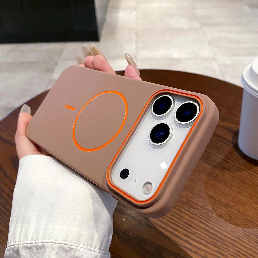 Lämplig för Apple 17 Pro Max & iPhone 16E: Matt Stöttåligt Tunt Fodral med Magnetisk Ring och Hudliknande Textur.