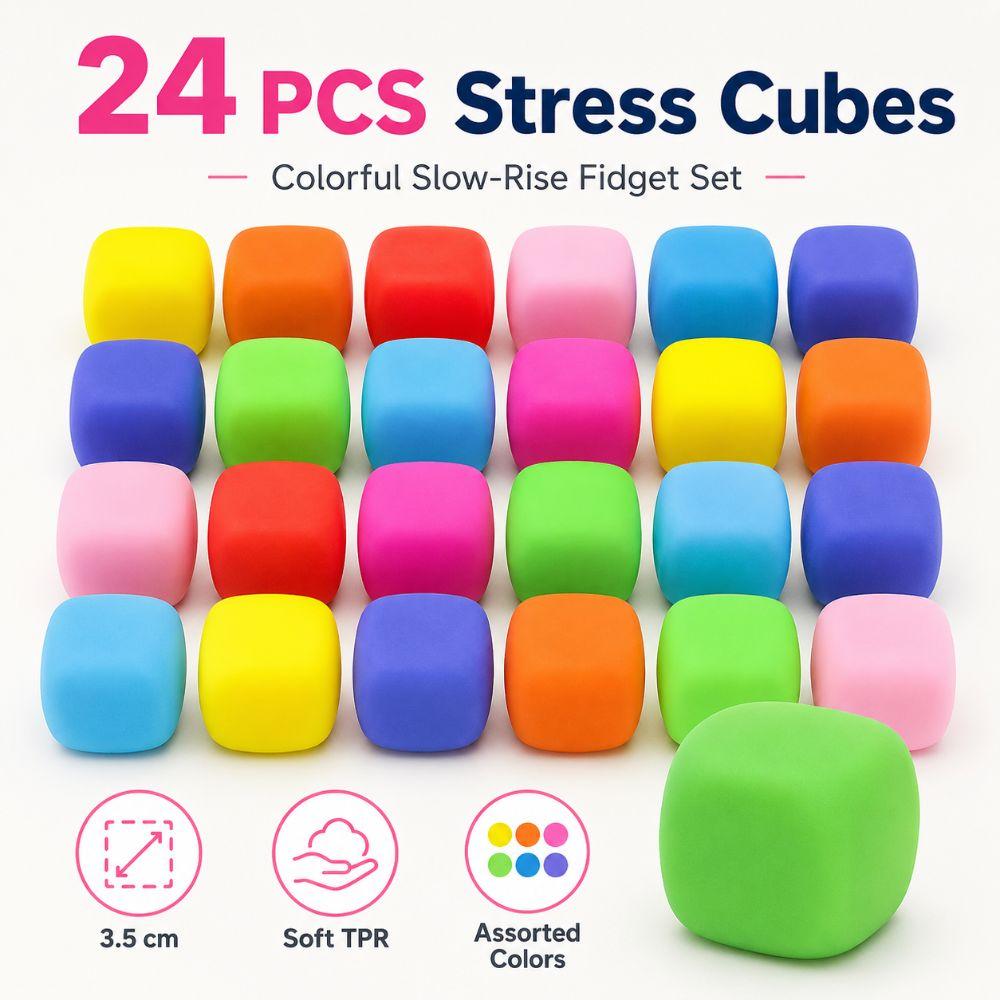 24 PCS Cube de Stress TPR Rempli de Farine Jouet Sensoriel Anti-Stress Nouveau Jouet à Presser Fidget École