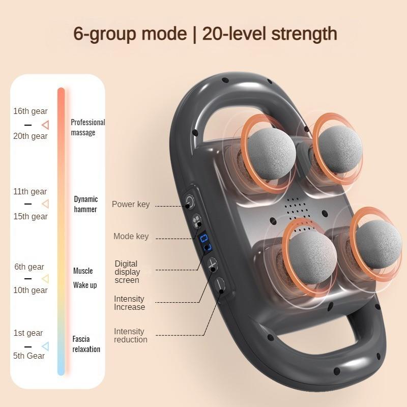 10W Wireless Four Head Fascia Gun Professional Waist And Back High-frequency Vibration Massager Muscle Relaxation Massage Gun