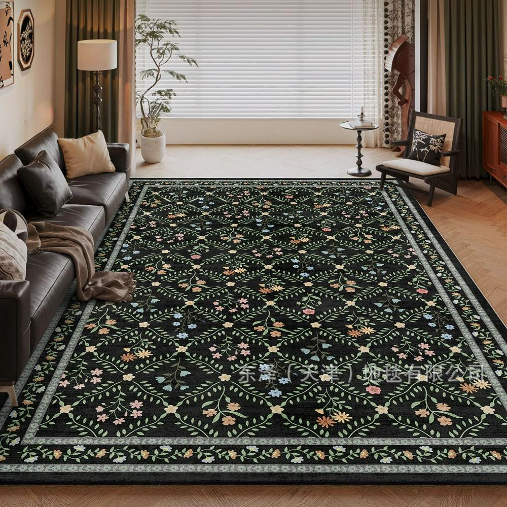 Modern Farmhouse Floral Carpet for Living Room Bedroom NonSlip Floor Mat Soft Rug Sofa Side Coffee Table Decor Natural Style