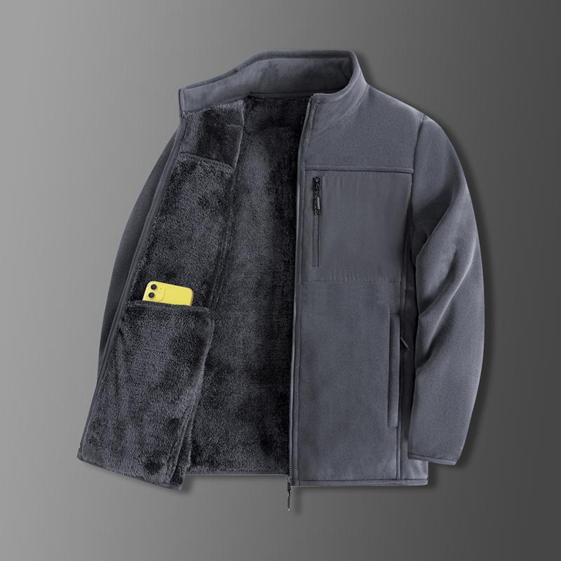 Men S Loose Fit Fleece Lined Stand Collar Jacket Casual Winter Coat