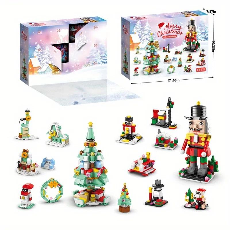 24Years Christmas Building Block Toy Blind Box Set Xmas Advent Calendar Bricks DIY Educational Toys Kit Gift For Kids Adults