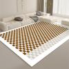 Tappeto Stampato a Scacchiera Strisce Geometriche Soggiorni Tappetino Decorativo Antiscivolo Stile Crema Casa Quotidiana Tappeto Antifouling
