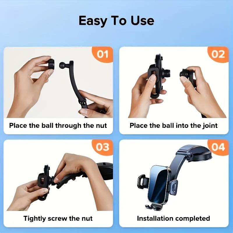 SEAMETAL Car Phone Bracket Dashboard Auto Cellphone Holder Universal Desk Windshield Hanging Phone Holder 360 Degree Rotation