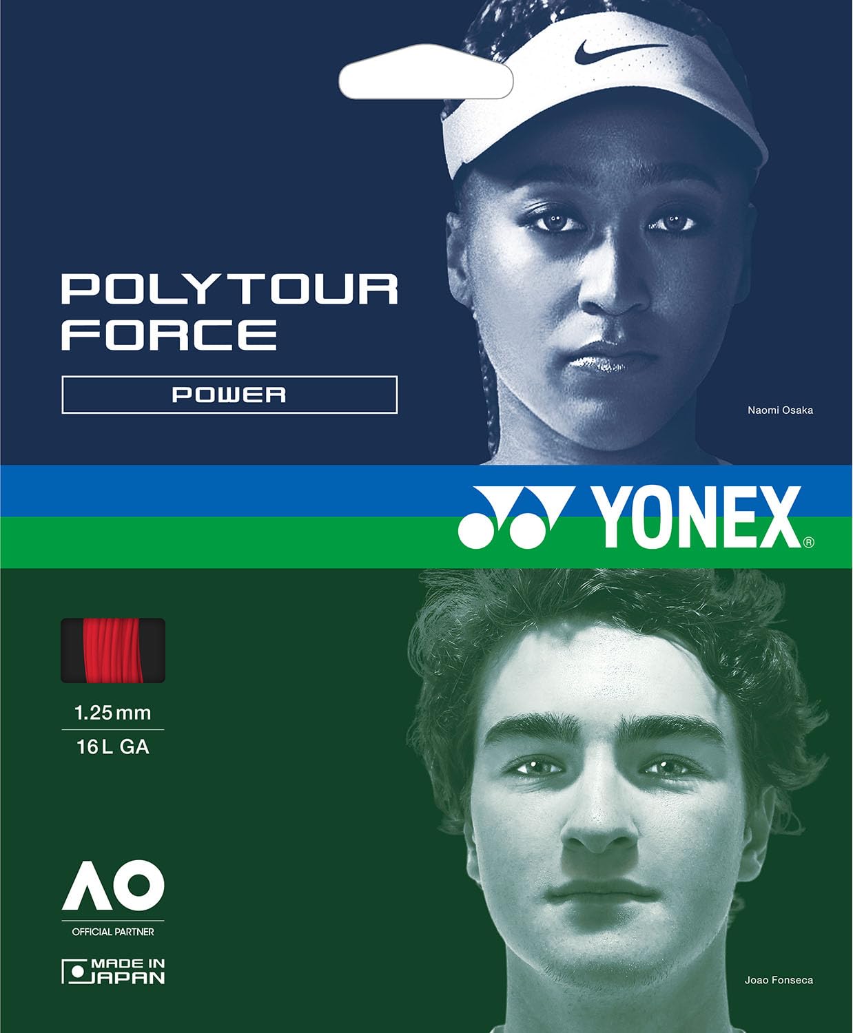 YONEX Poly Tour Force 125 Tennis Bright PTGFO125 String, Red,