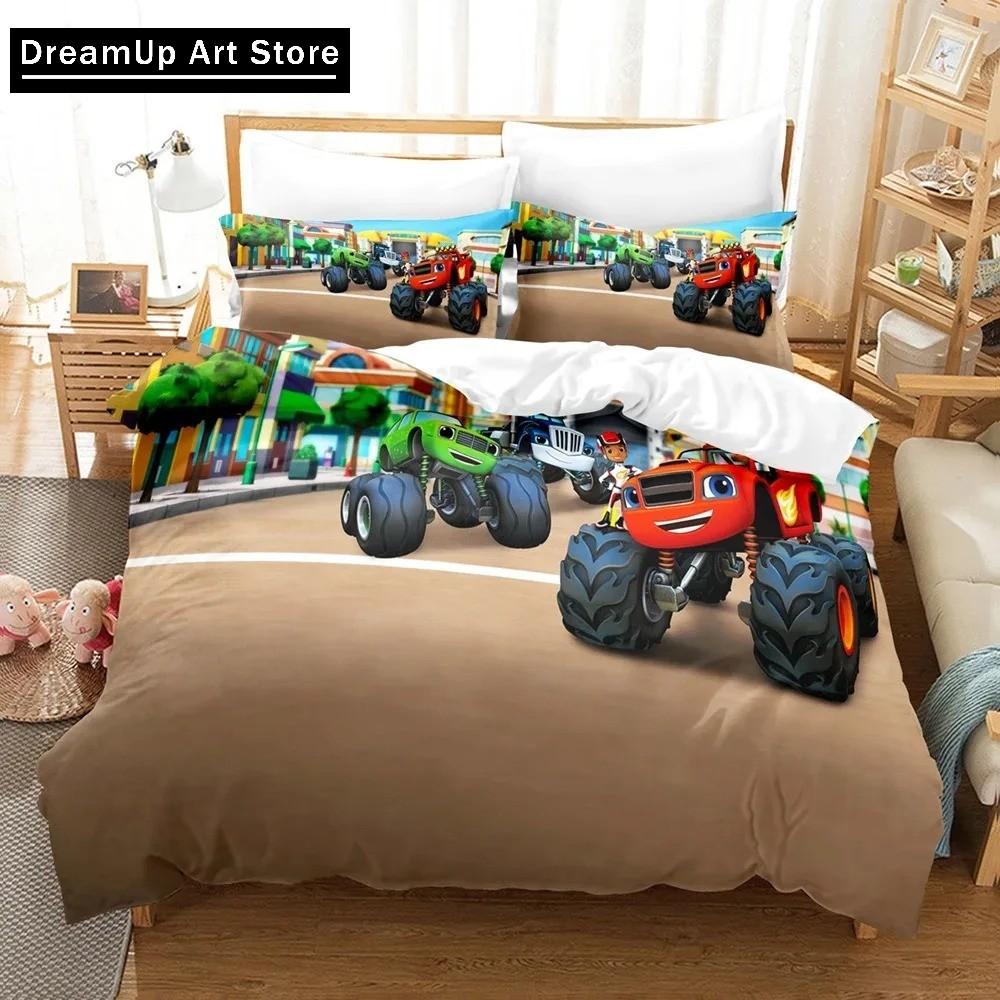 3D Print Blaze N Monster Machines Bedding Set Cartoon Duvet Cover Double Twin Full Queen King Adult Boys Bedclothes Quilt Cover