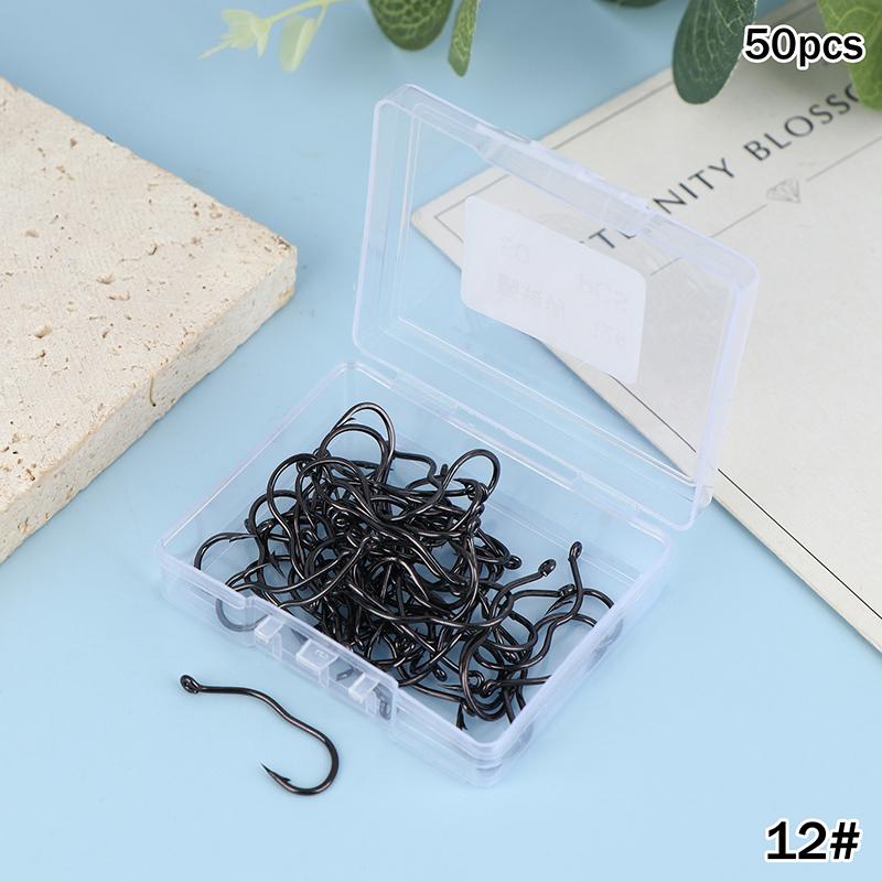 50Pcs Premium Fishing Hooks - Barbed Design For Anti-Slip & Secure Fish Grip | Reliable For Freshwater And Saltwater Hunting