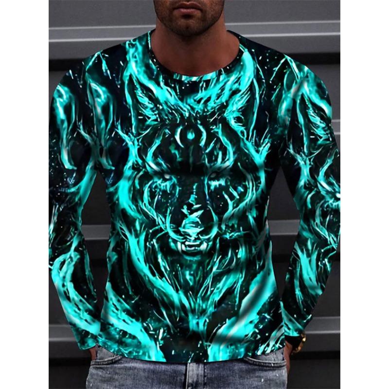 Уличная мода Мужская футболка с длинным рукавом с принтом скорпиона Осень Повседневная мужская футболка с длинным рукавом Верх для занятий спортом на открытом воздухе Мужской топ с длинным рукавом