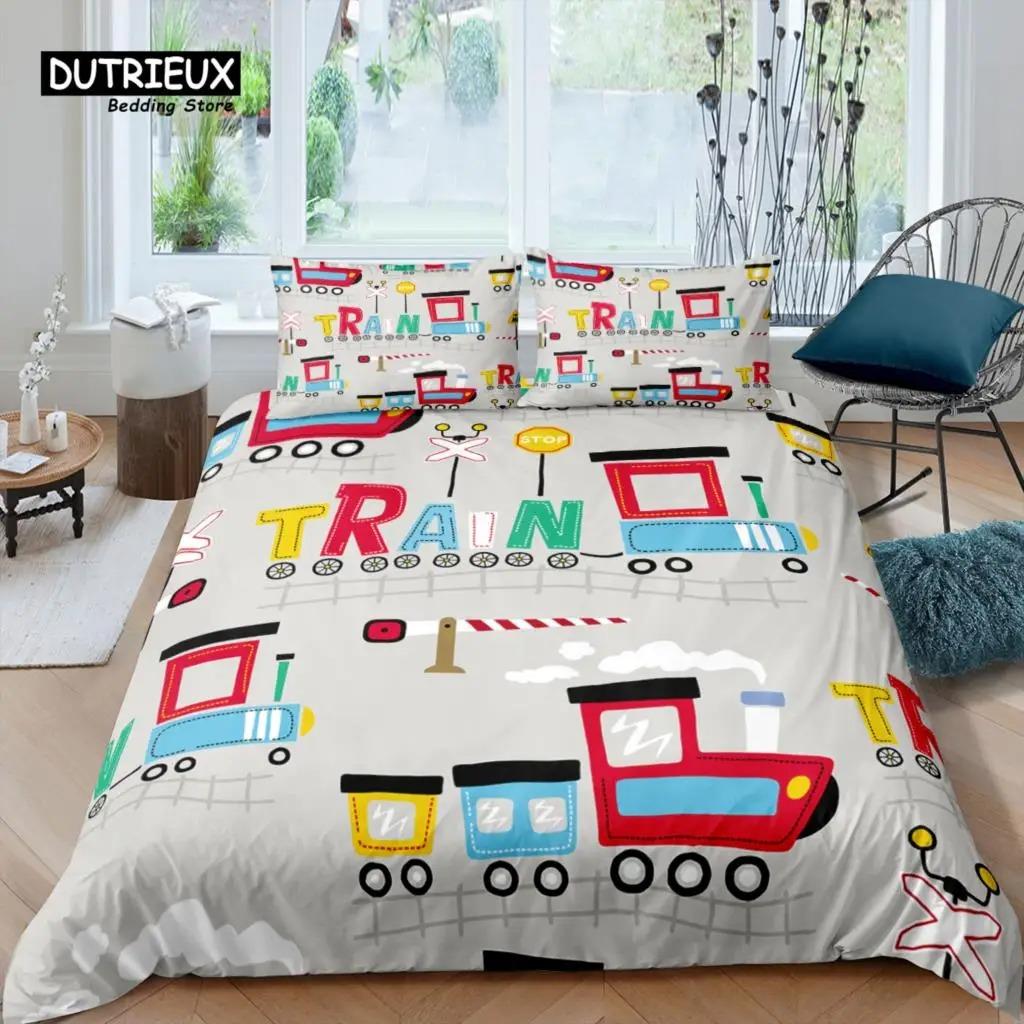 

Home Living Luxury 3D Train Bedding Set Locomotive Duvet Cover Pillowcase Queen and King EUUSAUUK Size Comforter Bedding 70x133cm 2pcs
