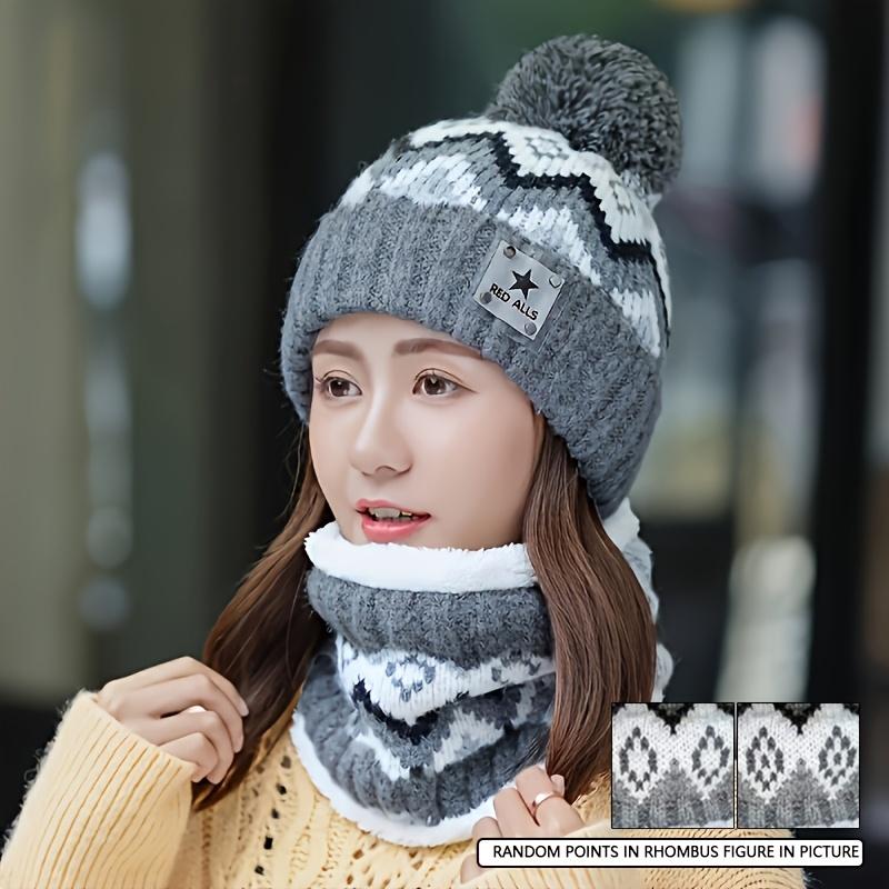 2pcs Women's Winter Hat & Face Mask Set - Soft Fleece, Elastic Stretch Fit, Machine Washable, Cozy Fleece Lined for Skiing, Cycling, Cold Weather