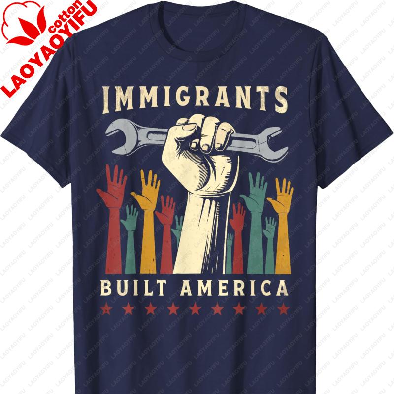 Vintage Immigrant Strength USA Pride TShirt Graphic T Shirts Gothic Aesthetic Clothes Oversized T Shirt Y2k Top Women Clothing