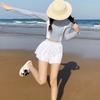 Conservative and Sexy Split Belly Cover and Thin Two-piece Sports Swimsuit