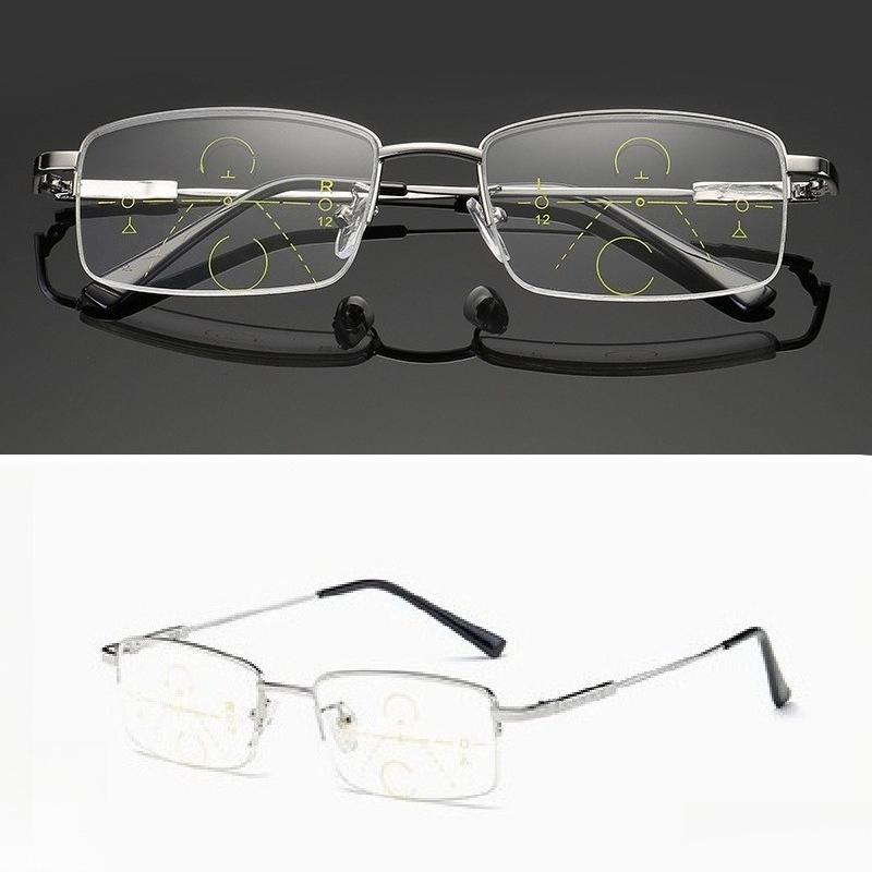 Anti Blue Light Blocking Ultralight Metal Titanium Memory Frame Progressive Multi Focus Designer Reading Glasses for Men Women