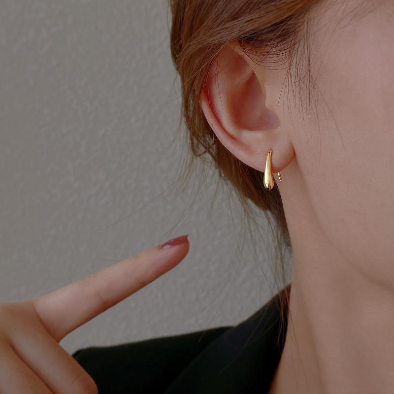 925 Silver Water Drop Shape Earrings for Women Simple Temperament Ins Retro Jewelry Party Birthday Gifts