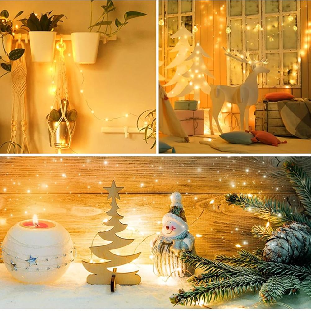 LED Fairy Lights Battery Operated String Lights 6.6FT 20 LEDs Copper Wire Mason Jar Light Waterproof for Indoor Outdoor Decor