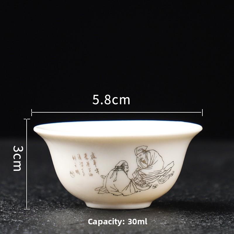 4pcs Ceramic Teacup Household Tea Cup Kungfu Tea Set Small Teacup Drinking Utensils Office White Porcelain Tea Cup