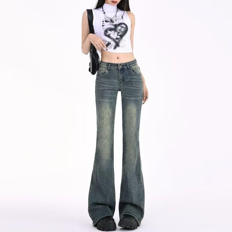 New Spring 2026 Women's Retro Low Waist Stretch Flare Jeans