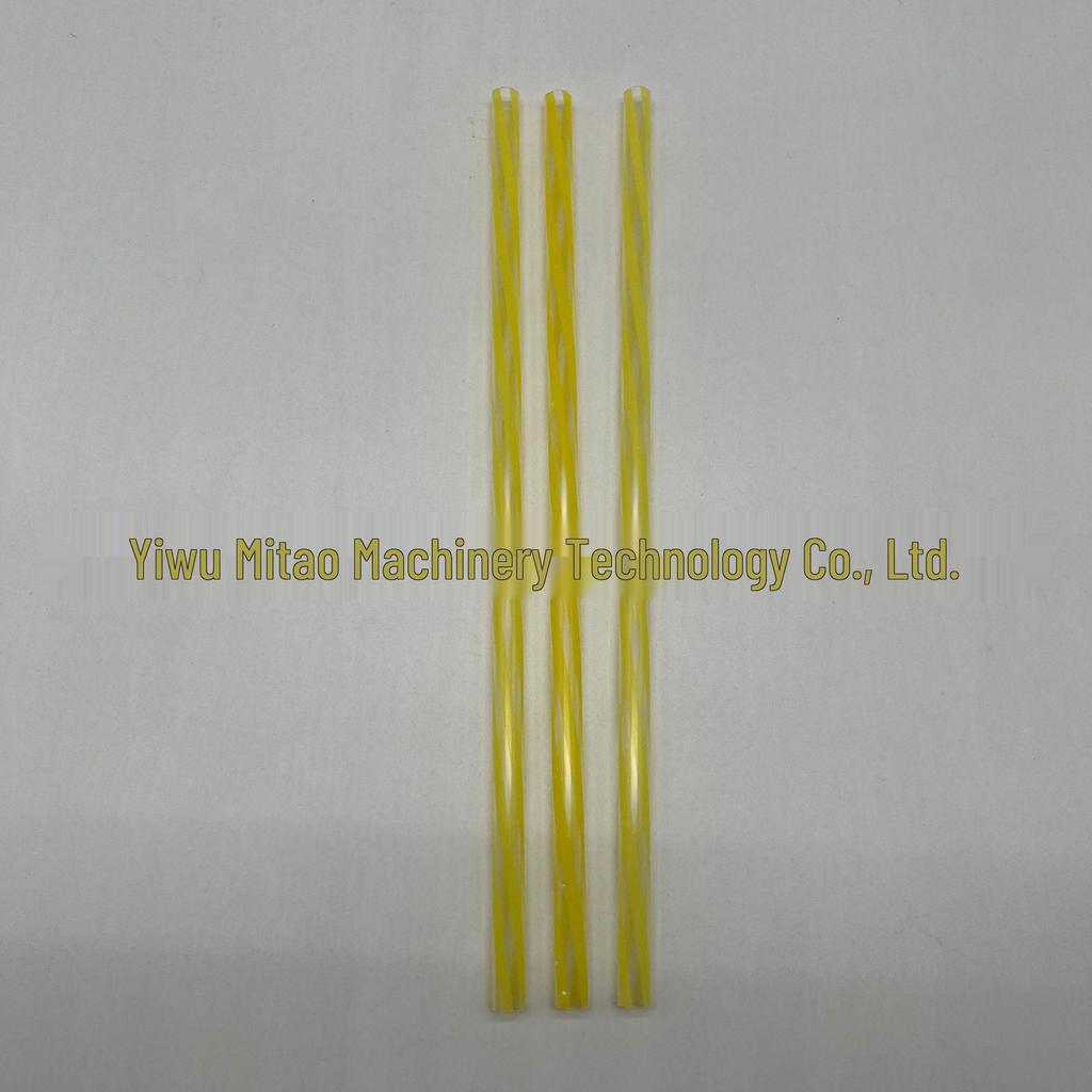 Thickened Two-Color Threaded Plastic Straws, 100-Pack