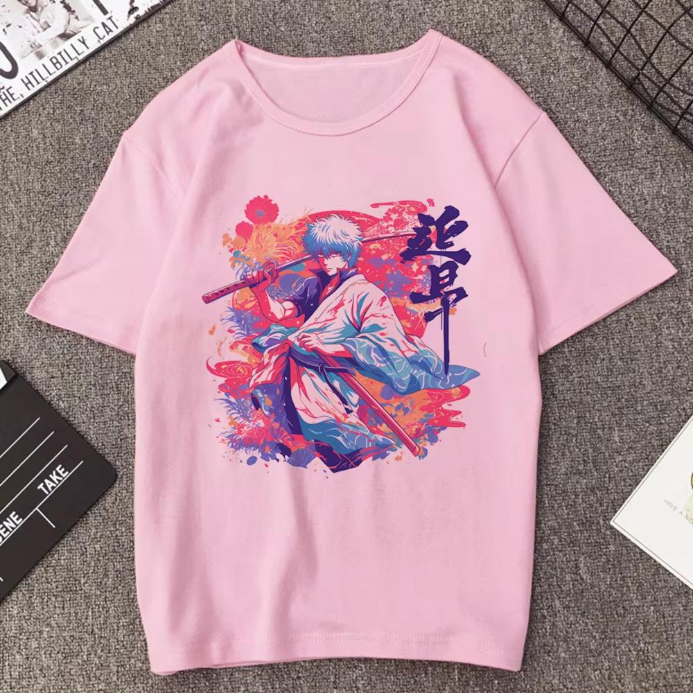 Gintama Samurai Gintoki Washed Cotton T‑shirt Unisex Teen Gothic Vintage Korean Fashion Short Sleeve Streetwear Casual Tops