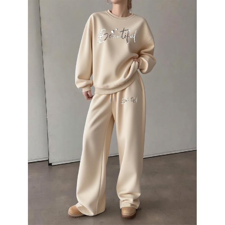 Female Printed Women's 2-Piece Outfit | Fall/Winter Sweatshirt Set for Everyday Wear, Stylish & Chic