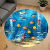 1pc Fishes Seahorse Round Chair Mat Area Rug - Non-Slip, Floor Mat for Office, Bedroom, and Indoor Decor C1125125