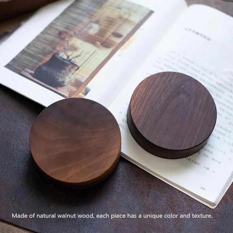 1pc Incense Burner Base Black Walnut Solid Wood Incense Stick Handmade Tea Ceremony Round Incense Burner Agarwood Tray Holder