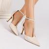 On Feet & In Love: Stylish T-Strap Pointed Toe Stilettos with Comfortable Buckle Closure