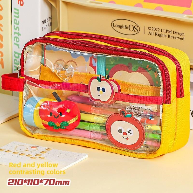 Casual Fabric Pencil Case With Large Capacity For Students And Office Use