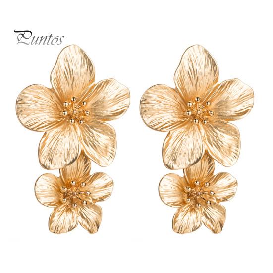 

1 пара сережек-капель, двухслойные серьги в форме цветка плюмерии, женские серьги-гвоздики, ювелирные аксессуары золотистый