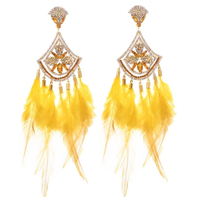 

Feather Earrings Celebrity Style Diamond Earrings Exaggerated Catwalk Accessories Women s Earrings