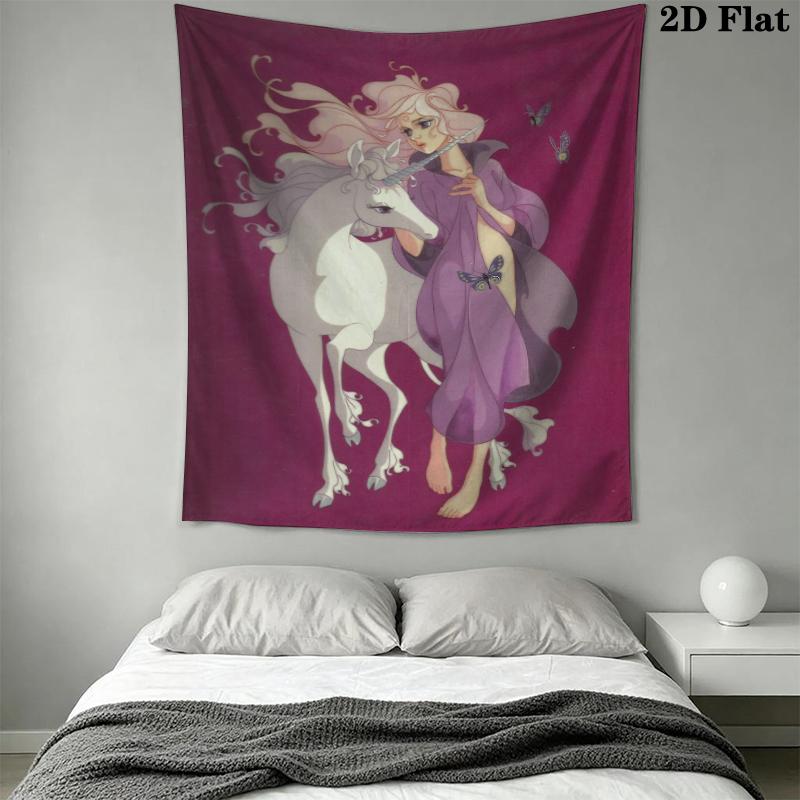 The Last Unicorn Wall Tapestry Aesthetic Wall Hanging Printed Fabric Blanket Decorative Tapestries for Bedroom Living Room Home Decor