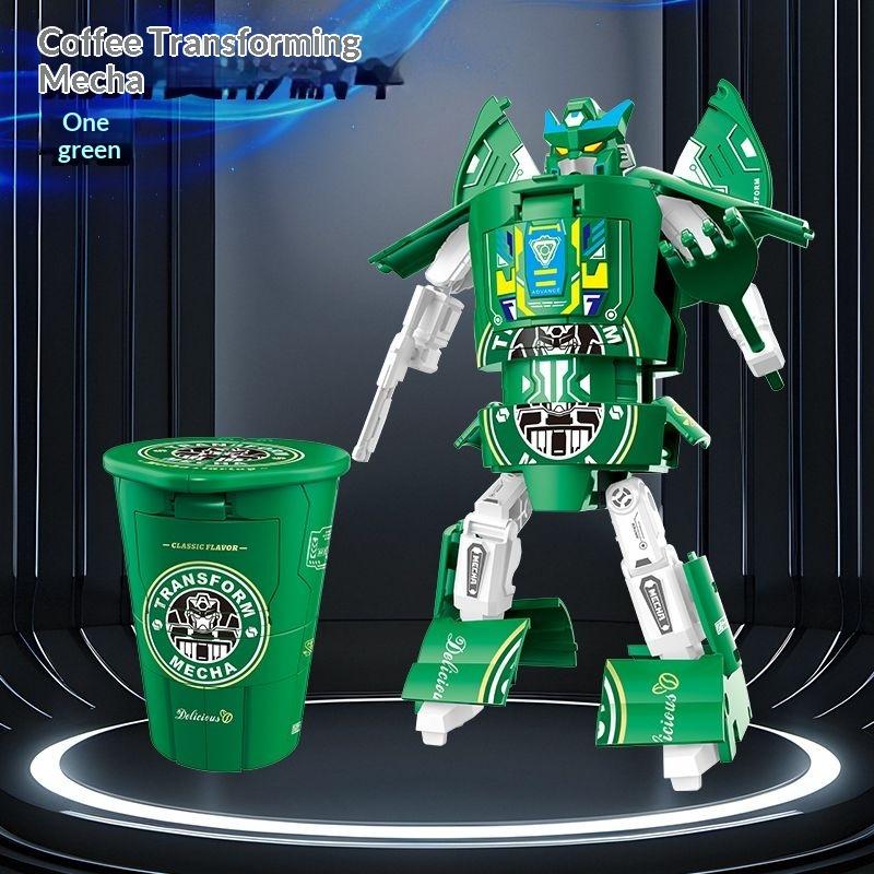 Coffee Robot Children s Transforming Toy Instant Noodle Mecha Model Boy Action Figure Samurai Educational Gift