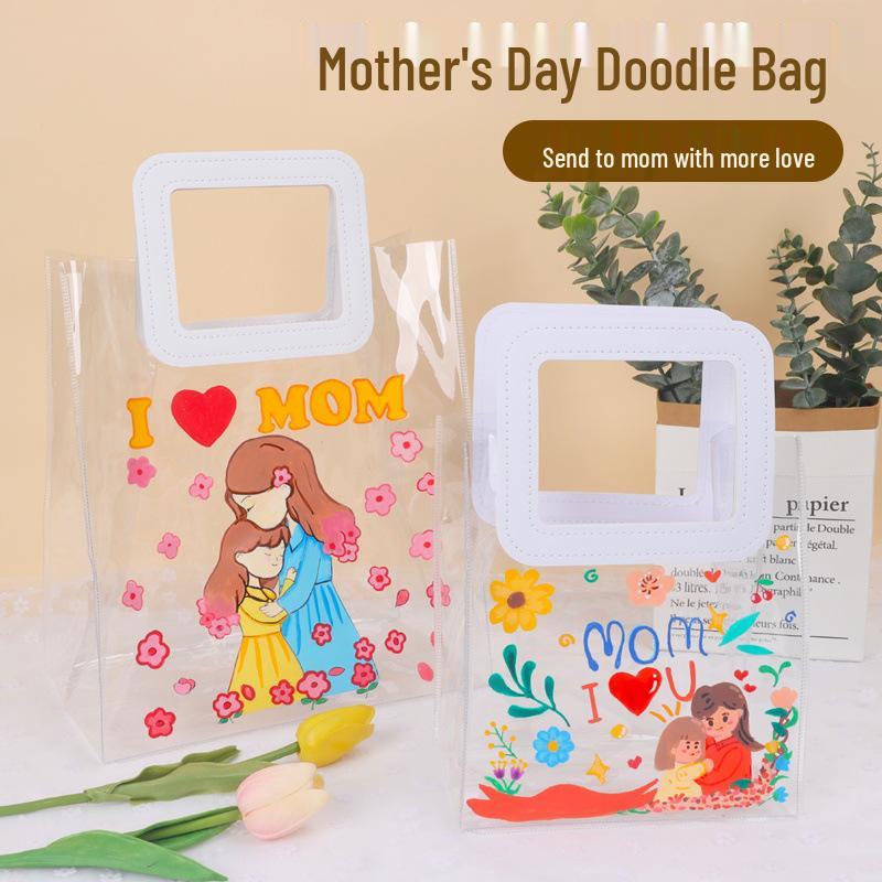 Teacher's Day DIY Tote Bag: Transparent PVC for Children's Graffiti Art