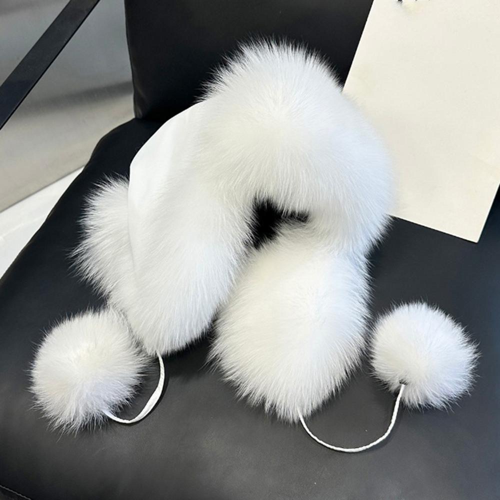 Fox Fur Hats Women's Ushanka Aviator Trapper Snow Skiing Hat Caps Earflap Winter Raccoon Fur Bomber Hat
