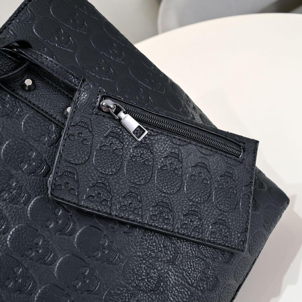 Jierotyx Vintage-Halloween-Totenkopf-Tragetasche für Damen, großes Fassungsvermögen, Umhängetasche, Geldbörse mit Geldbörse, trendige Handtasche aus Kunstleder