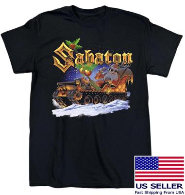 NEW Sabaton Band Merry Christmas Short Sleeve Cotton Black S-5XL T Shirt US061