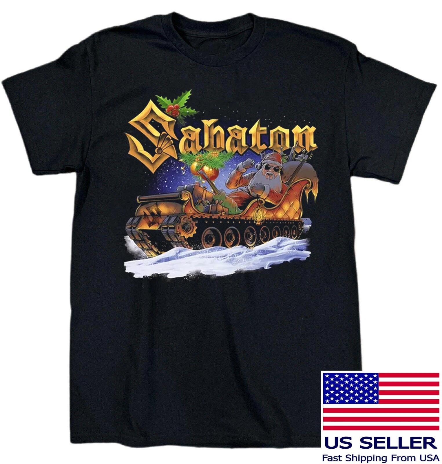

NEW Sabaton Band Merry Christmas Short Sleeve Cotton Black S-5XL T Shirt US061 XL