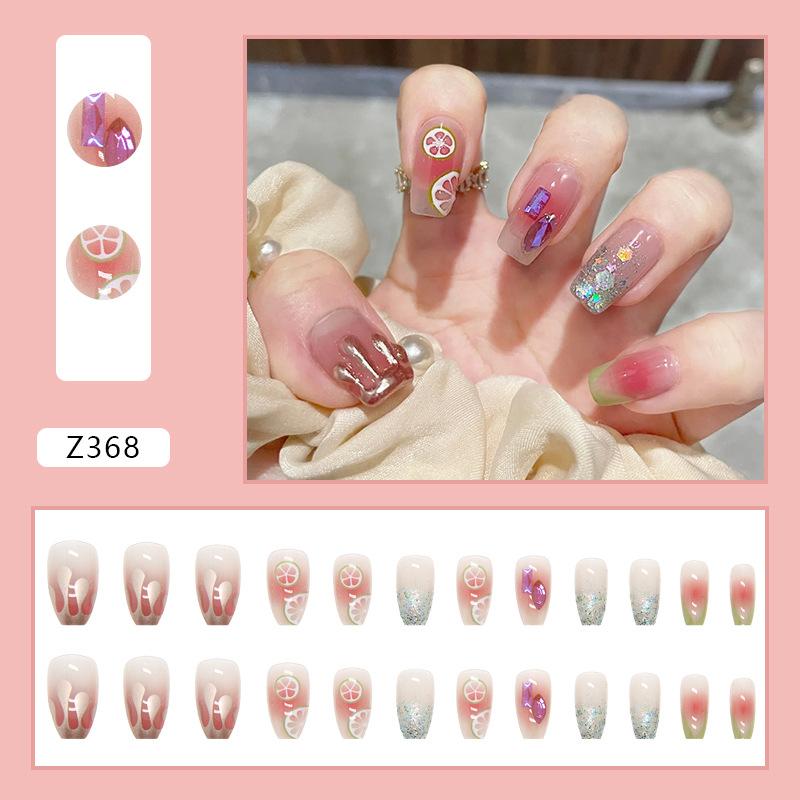 Drill Wearing Nail 24 Pack Combination Nail Art Finished Product Wearing Nail Sticker Three-Dimensional Relief Nail Art