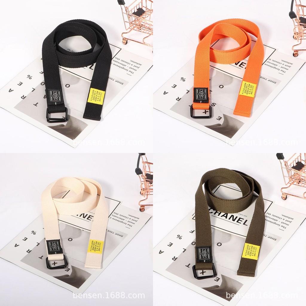 Unisex Cargo Belt Pants Canvas Waistband Extended Length Pants Strap Students
