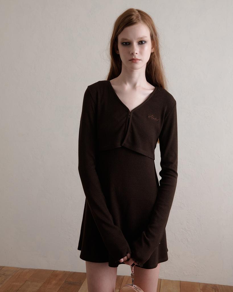 Hety Ellen Babydoll Dress (Brown)
