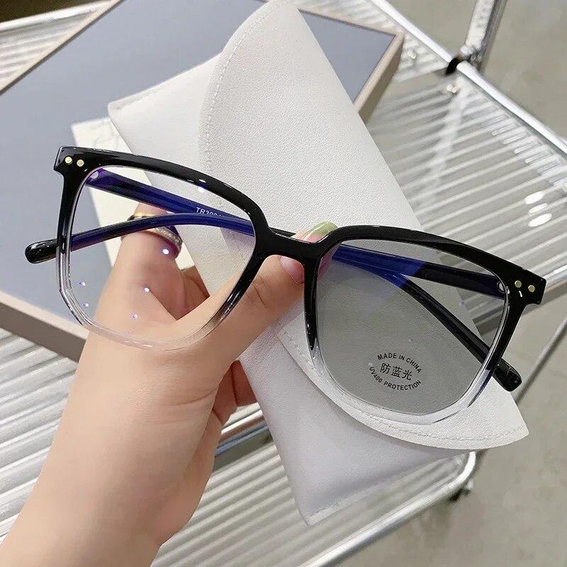 Luxury Square Short-sighted Glasses Women's Trendy Photochromic Myopia Outdoor Color Changing Sunglasses  Minus Diopter Eyewear