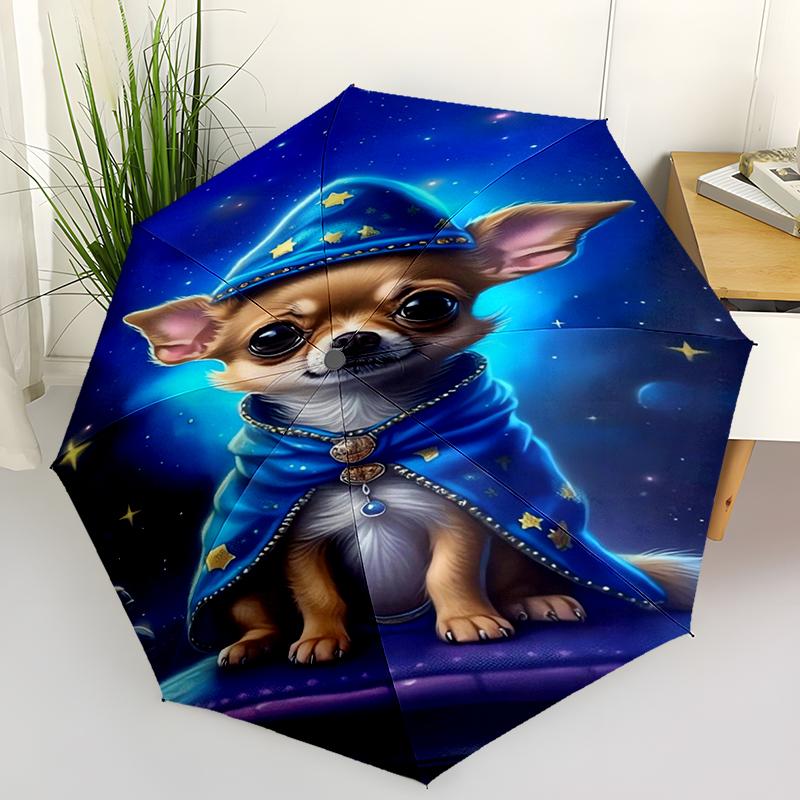 1PC Cute Puppy Dog Folding Umbrella Fashion Auto-Open Design 8 Iron Ribs Plastic Handle Foldable Sunshade Perfect Christmas Gift