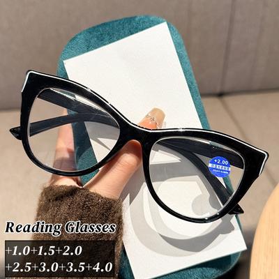 Trendy Fashion Reading Glasses for Women Ultralight Large Frame Far Sight Eye Glasses for Man Retro Stylish Cat Eye Presbyopia