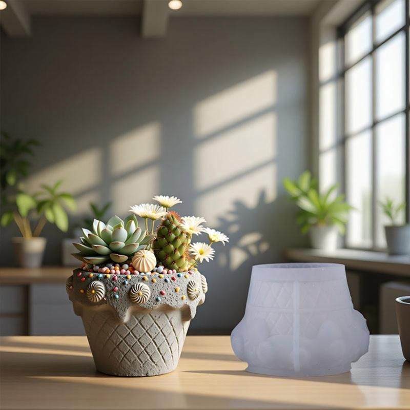 Flexible Silicone Crafting Mold With Detailed Weave Pattern For Concrete Planters Jewelry Holders And Resin Art Creations