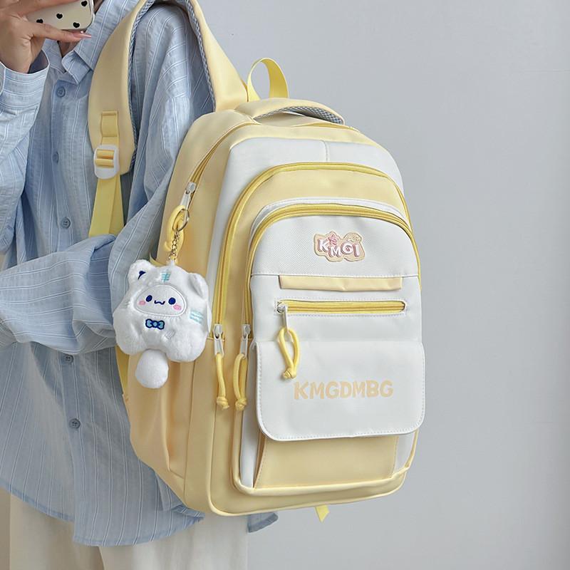 Letter Stylish Backpack With Color Blocking For Middle And High Students School