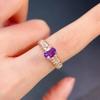 Purple Crystal  Copper Ring 5X7Mm 0.7Ct Natural Amethyst Ring With Jewelry Certificate Gold Plated Copper Amethyst Jewelry