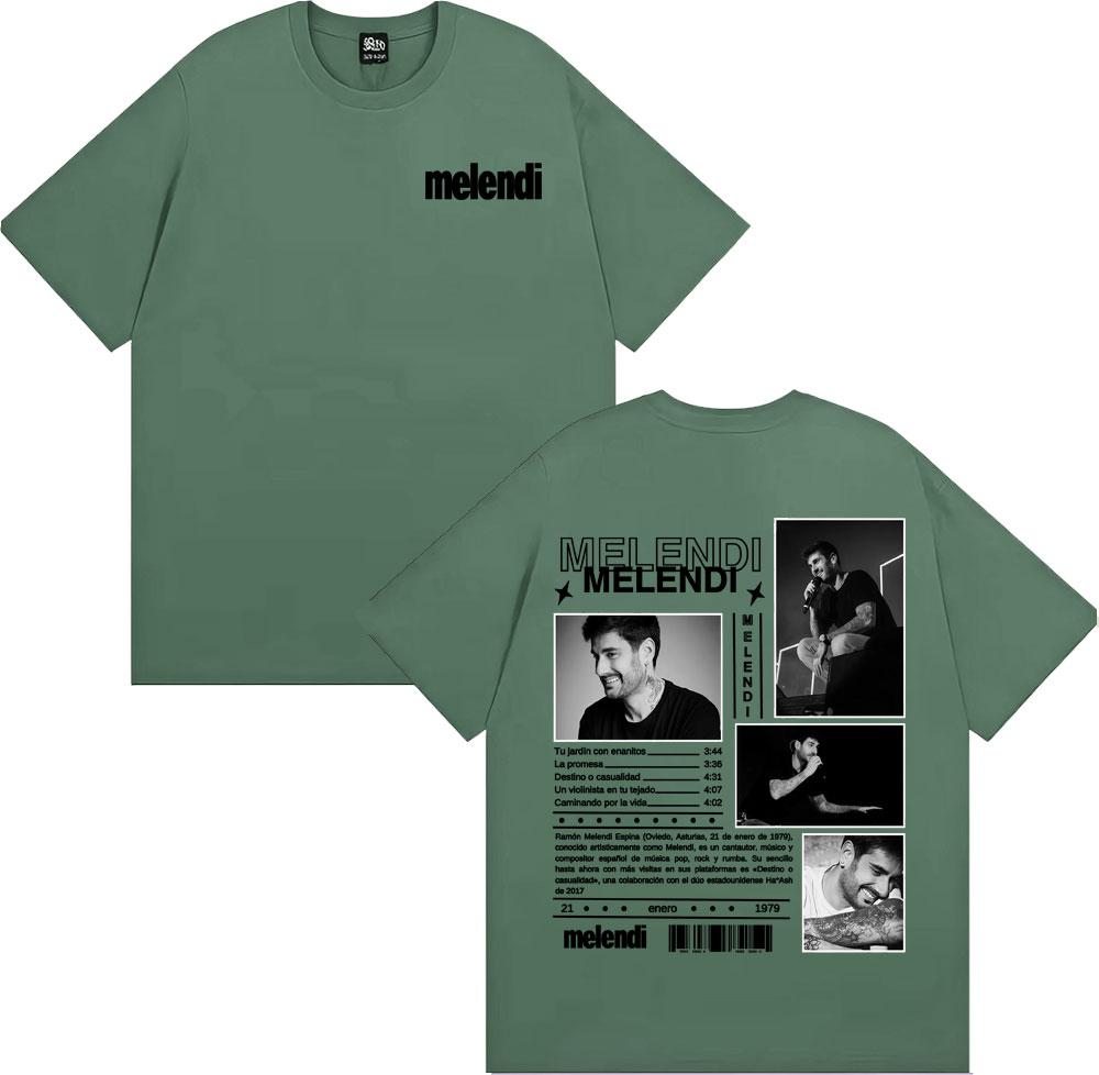 Rapper Melendi Album Tour 2025 Cover Print T Shirts for Men Harajuku Hip Hop Streetwear T-shirt High Quality 100% Cotton T Shirt