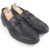 Giorgio Armani Loafer Logo Metall Mokassins schwarzes Leder Herren 10 Gebraucht